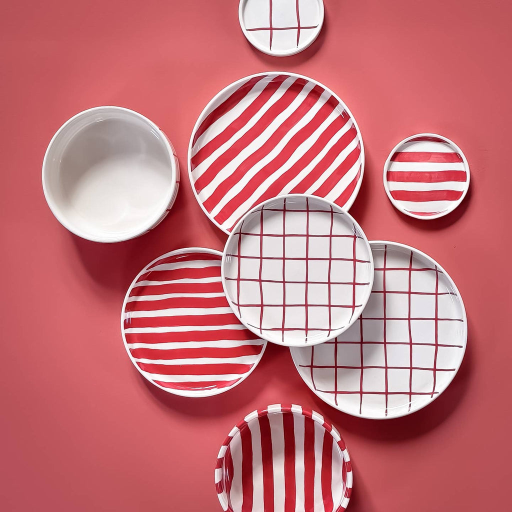 Teller groß - Grid - tramonto red