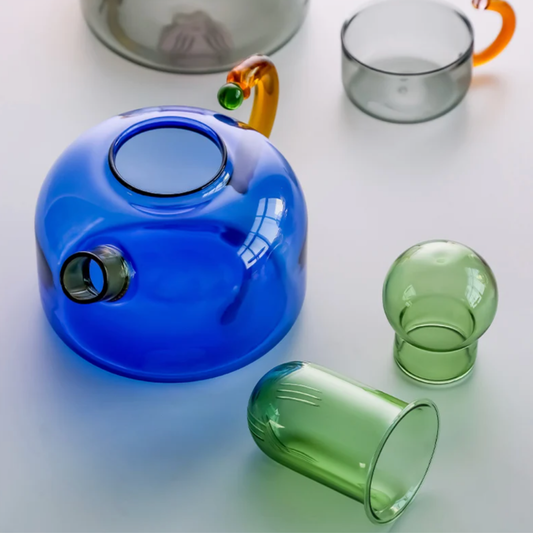 Teekanne aus Glas - Blau