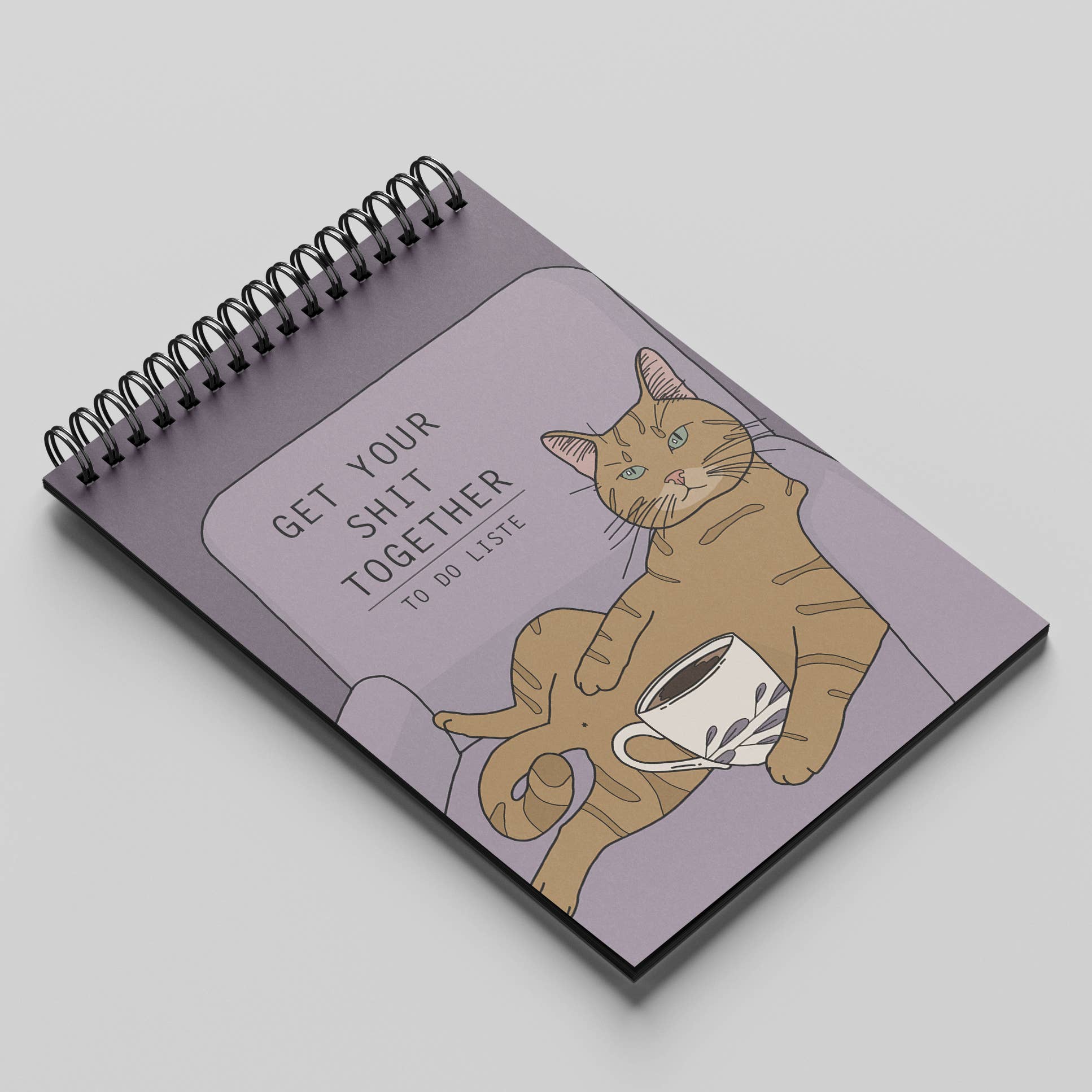 To-Do Liste Katze „GET YOUR SHIT TOGETHER“ – Notizblock DIN A6 mit Spiralbindung