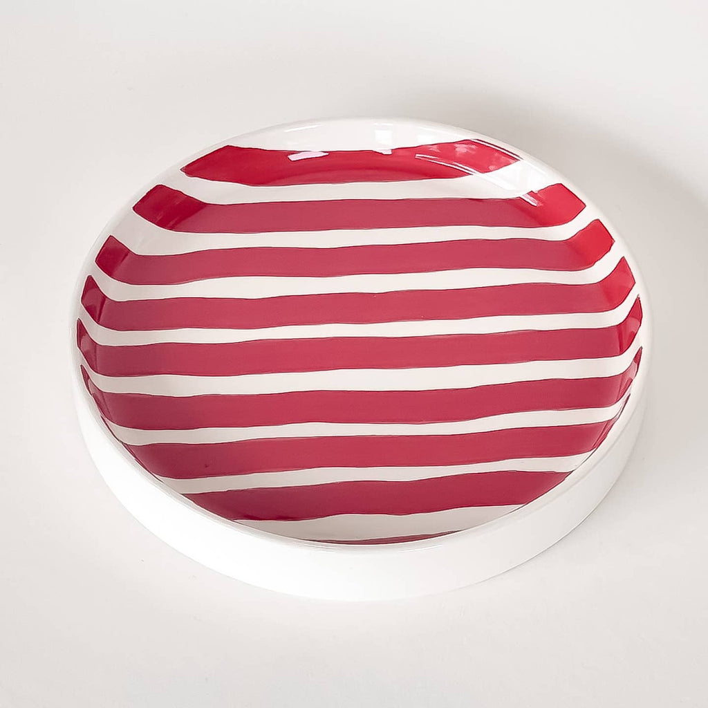 Teller groß - Stripes - tramonto red