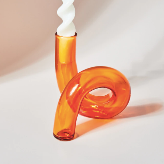 Retro Glaskerzenhalter Orange