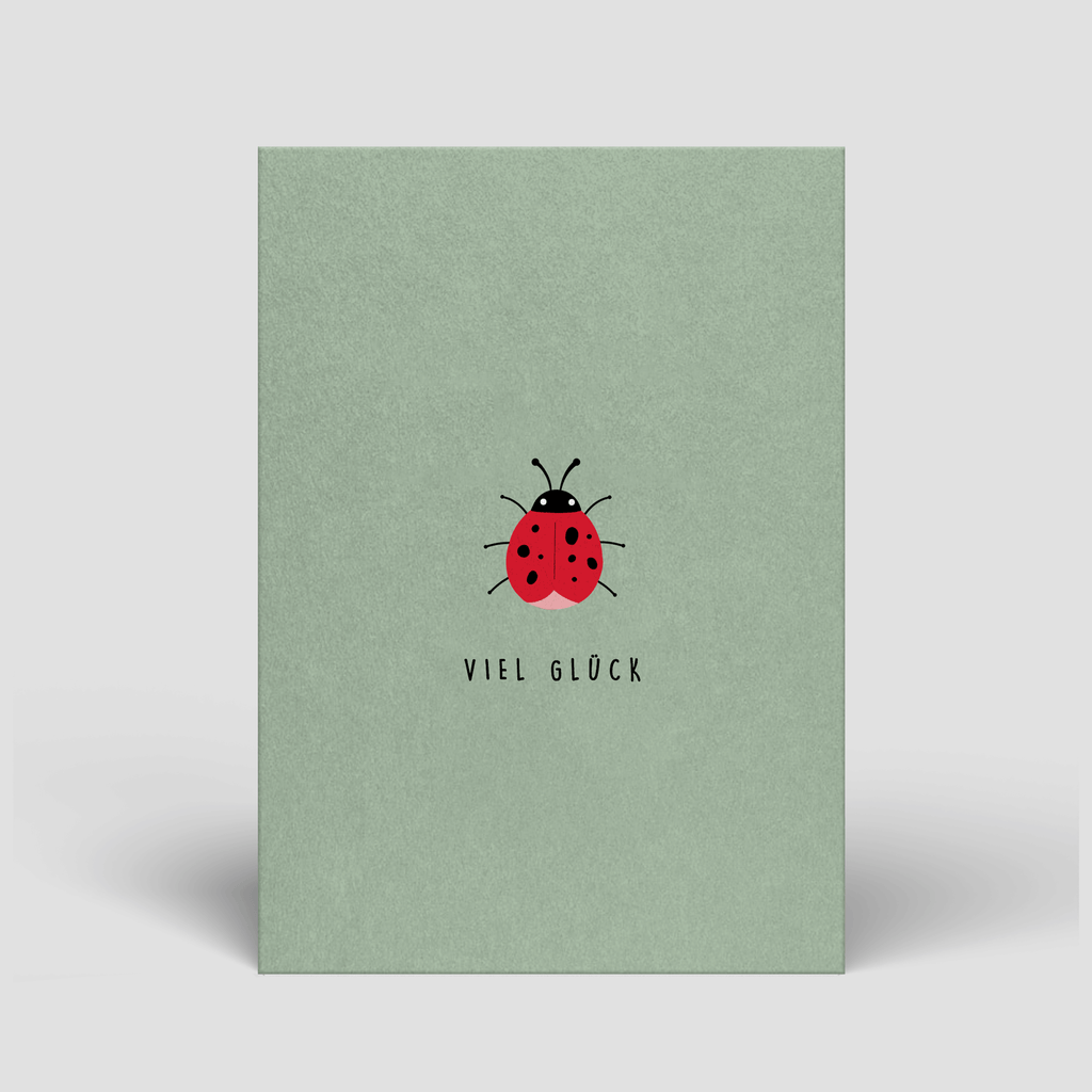 Postkarte „Viel Glück“ – Marienkäfer