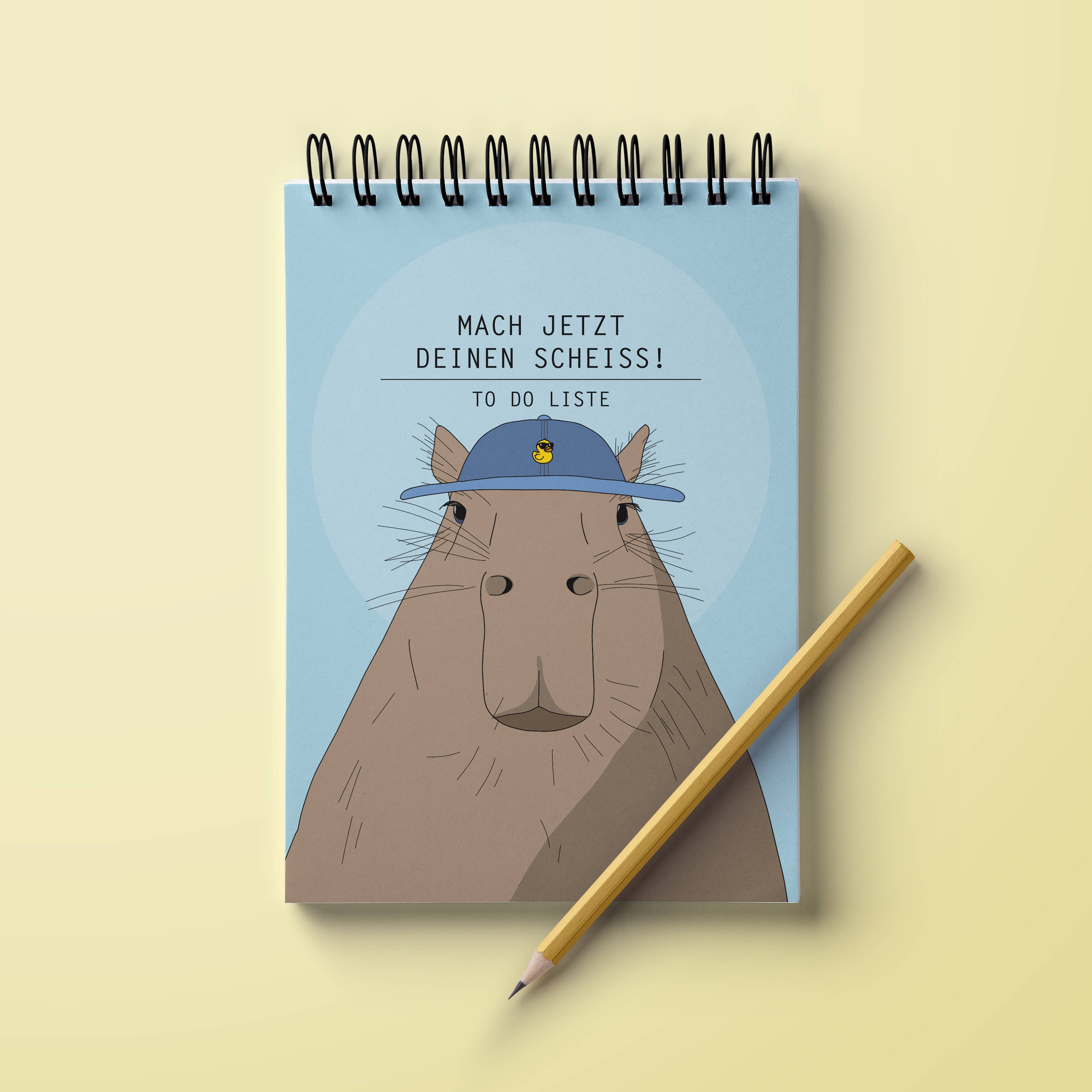 CAPYBARA To-Do Liste "mach jetzt deinen scheiß" – Notizblock A6 mit Spiralbindung