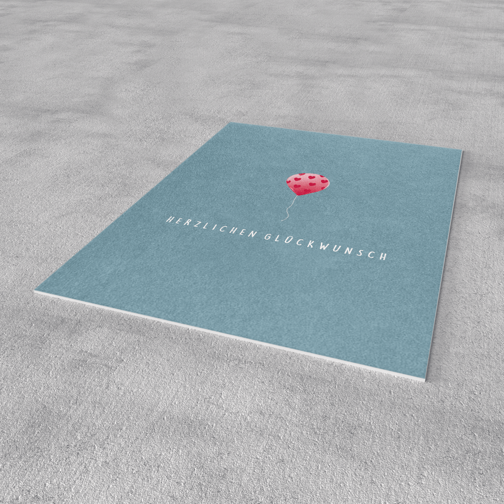 Postkarte „Herzlichen Glückwunsch“ – rosa Luftballon