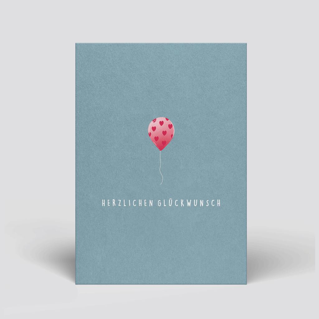 Postkarte „Herzlichen Glückwunsch“ – rosa Luftballon