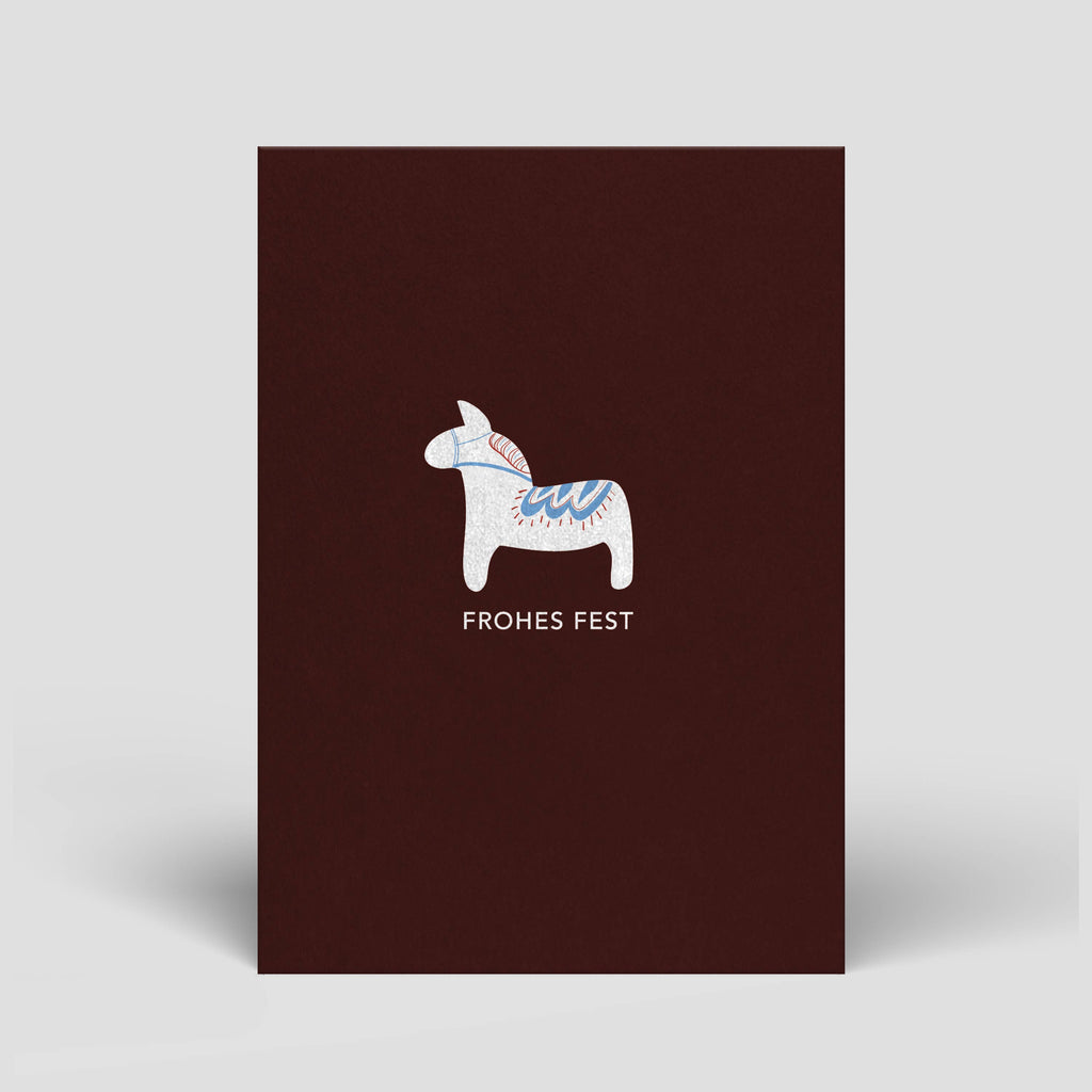 Weihnachtskarte „Dalapferd Bordeaux“