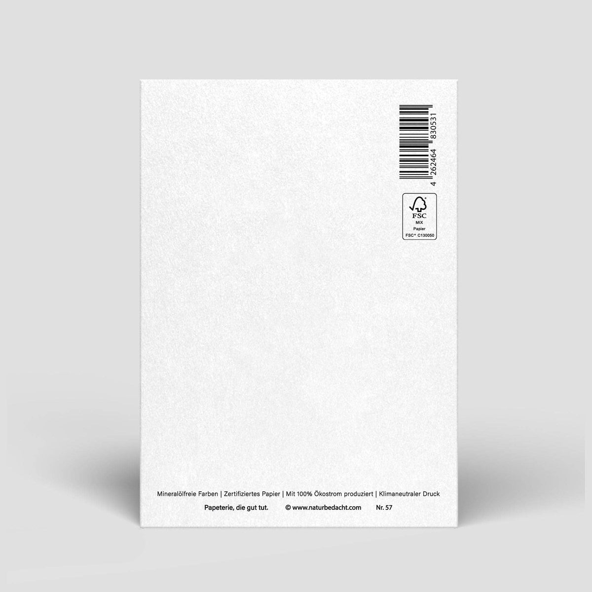 Hochzeitskarte „Zur Hochzeit“ mit roten Herzen auf zartrosa Grund von Naturbedacht, Rückseite