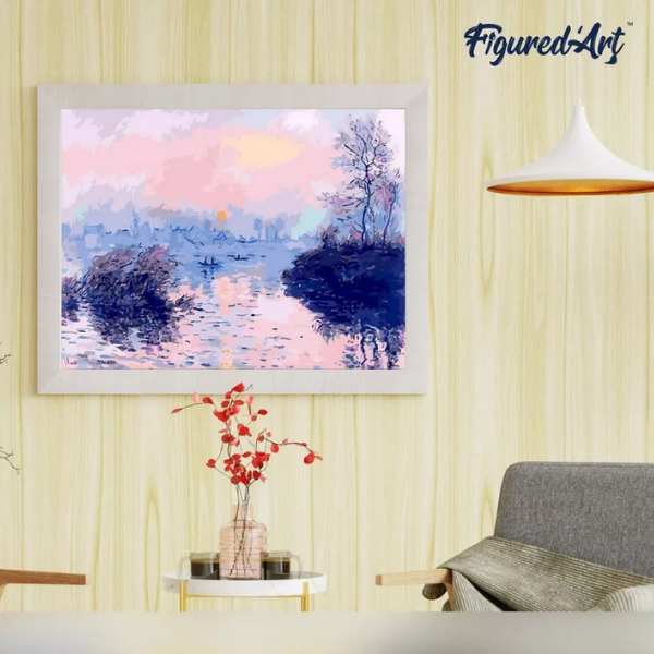 Malen nach Zahlen - Monet - Sonnenuntergang an der Seine bei Lavacourt