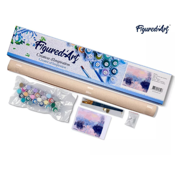 Malen nach Zahlen - Monet - Sonnenuntergang an der Seine bei Lavacourt