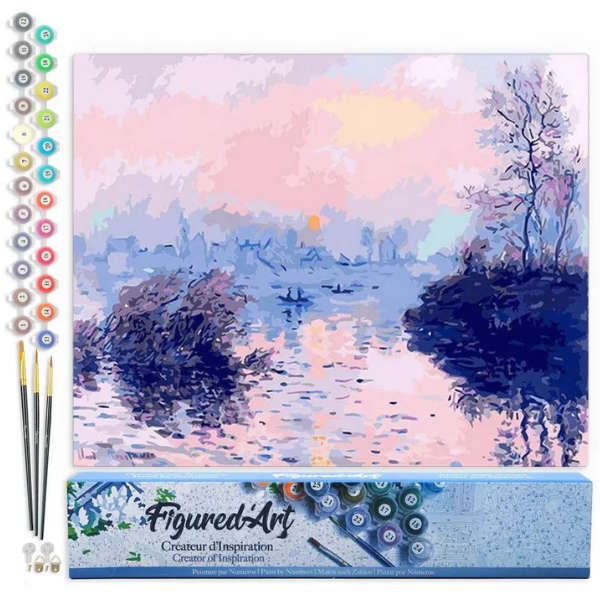 Malen nach Zahlen - Monet - Sonnenuntergang an der Seine bei Lavacourt