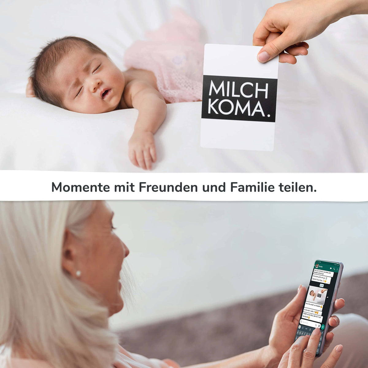 Beispielkarte aus dem Set Ehrliche Meilensteine BABY von PIHU, ein ehrlicher Babymoment zum Festhalten