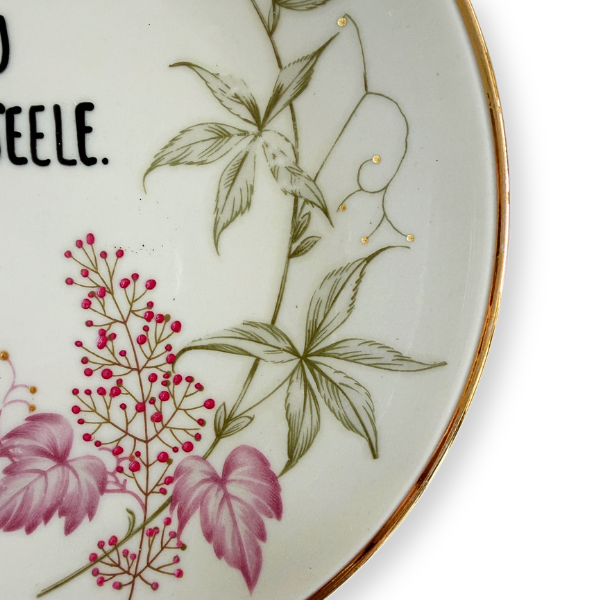 Vintage Wandteller "HEY DU SCHÖNE SEELE" | Upcycling Unikat | 20 cm