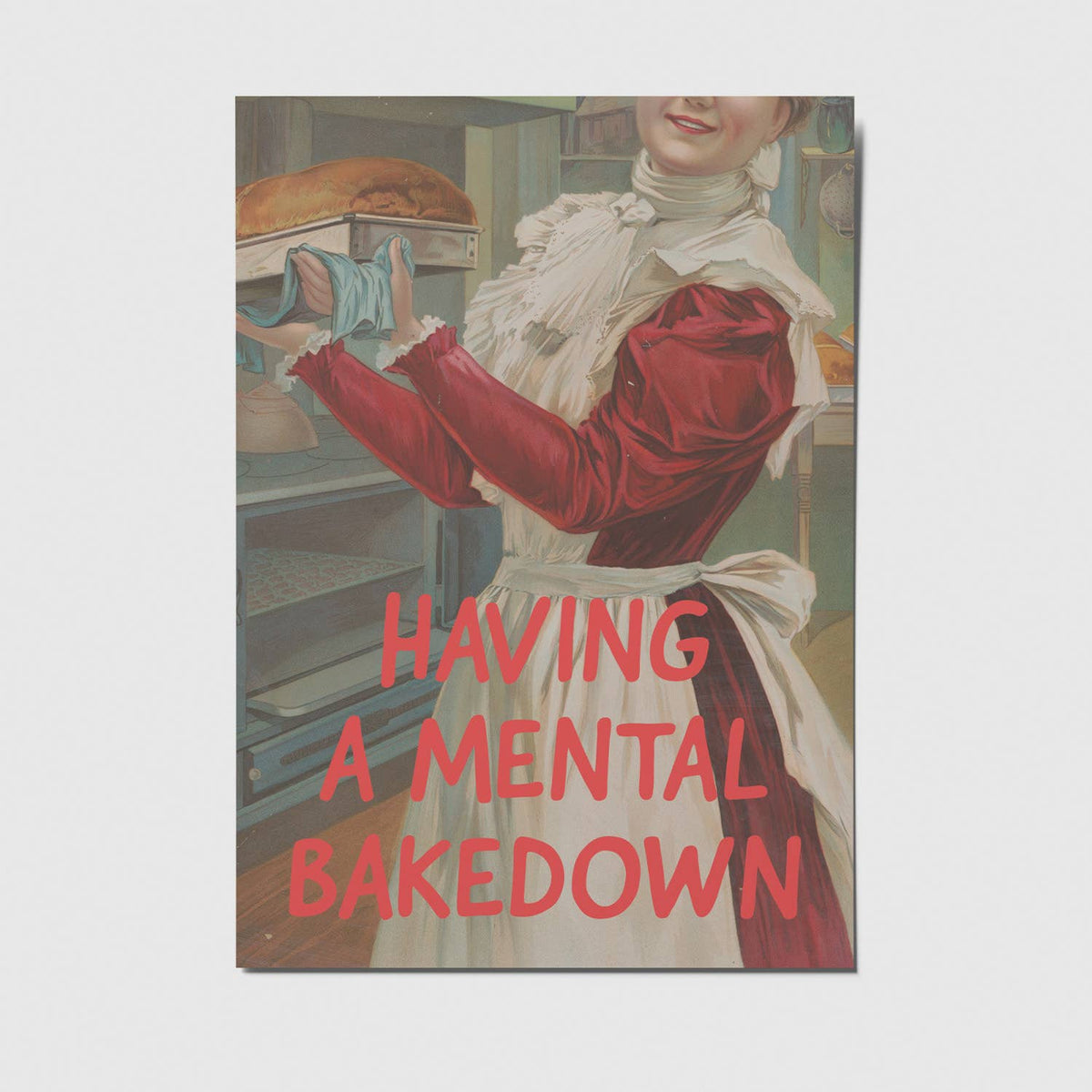 Lustige Postkarte von Studio Mirabella mit dem Spruch „Having a mental bakedown“