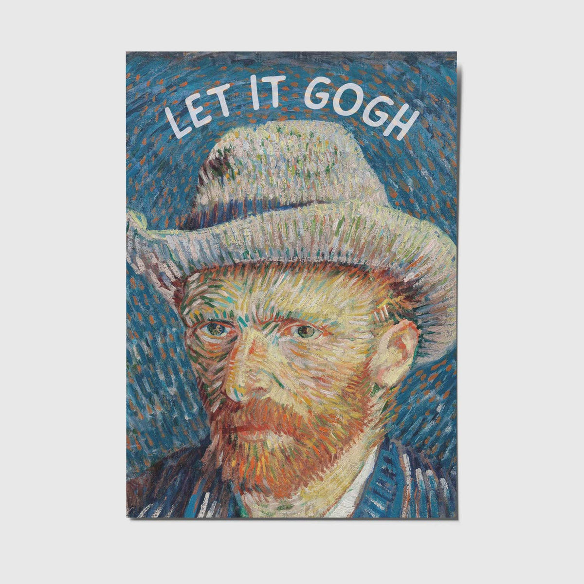 Lustige Postkarte von Studio Mirabella mit dem Spruch „Let it Gogh“ und Van-Gogh-Motiv