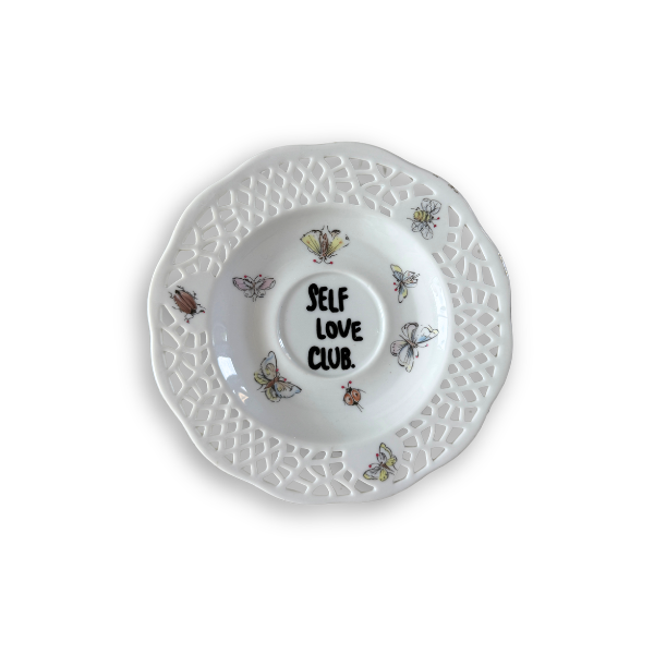 Vintage Wandteller "SELF LOVE CLUB" | Upcycling Unikat | 16 cm