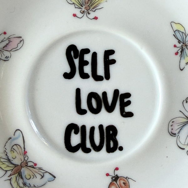 Vintage Wandteller "SELF LOVE CLUB" | Upcycling Unikat | 16 cm
