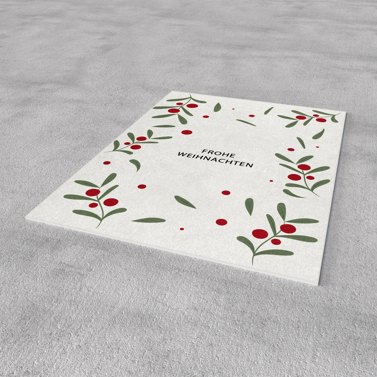 Weihnachtskarte „Frohe Weihnachten“ mit illustrierten Zweigen von Naturbedacht, Detail
