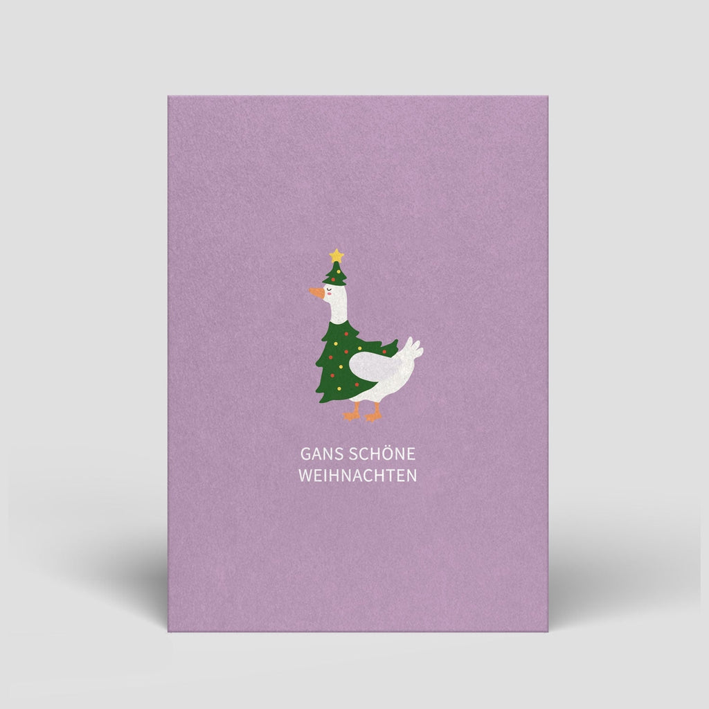 Weihnachtskarte „Gans schöne Weihnachten“ mit illustrierter Gans von Naturbedacht, Vorderseite