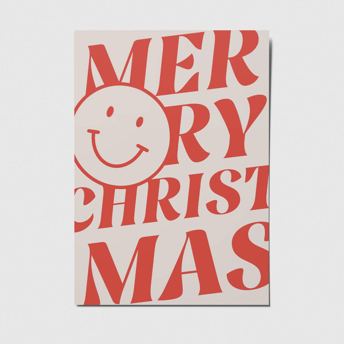 Weihnachtspostkarte von Studio Mirabella mit dem Schriftzug „Merry Christmas“ und Smile Motiv