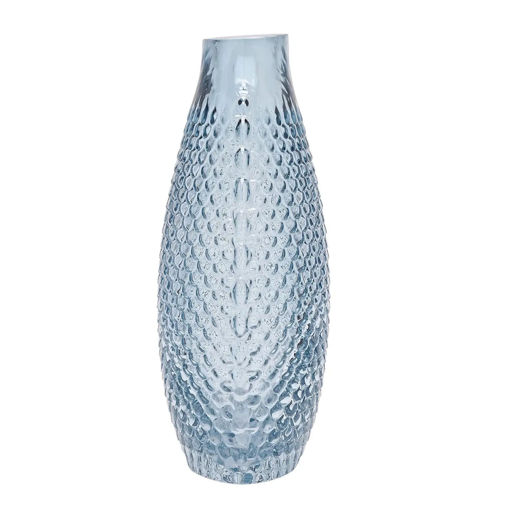 WIDDOP Glasvase Mermaid – Seitenansicht, elegante Schwingung in Meeresblau
