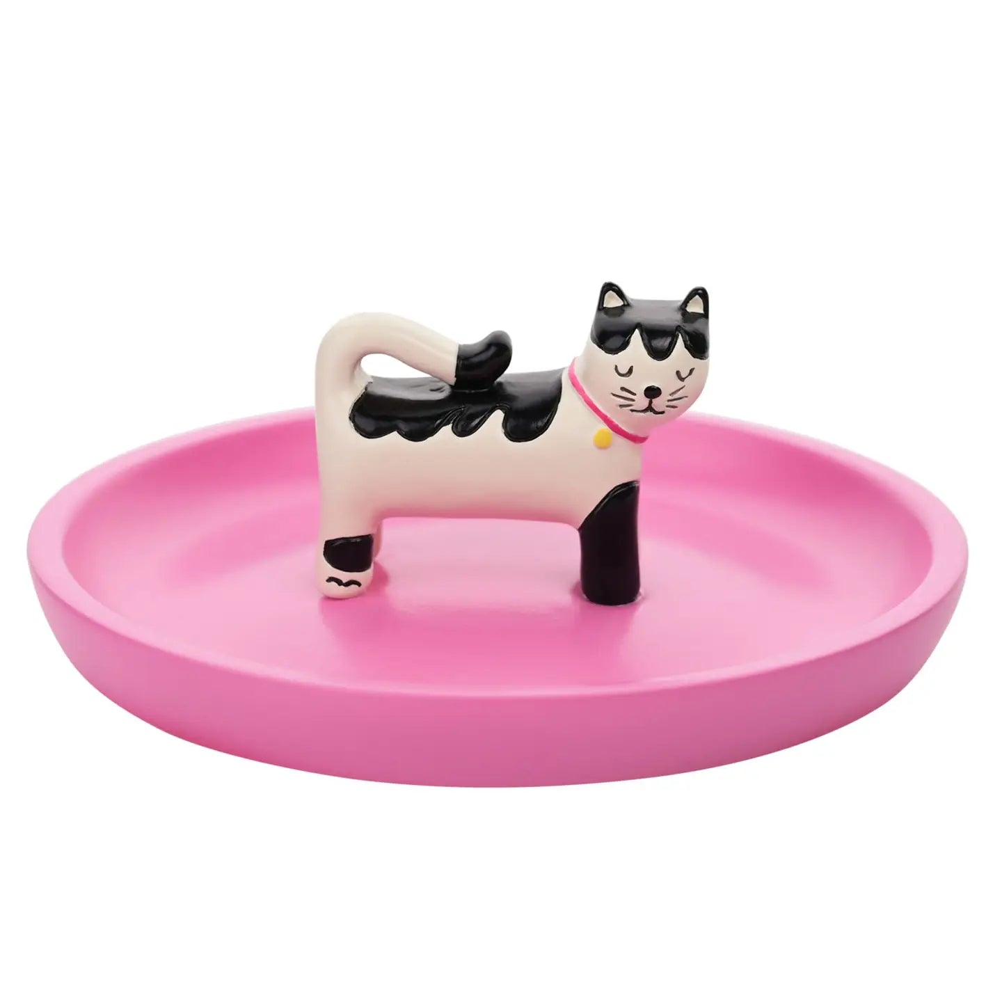Schmuckschale Katze Rosa von WIDDOP – Frontansicht der pinken Katzenfigur aus Polyresin