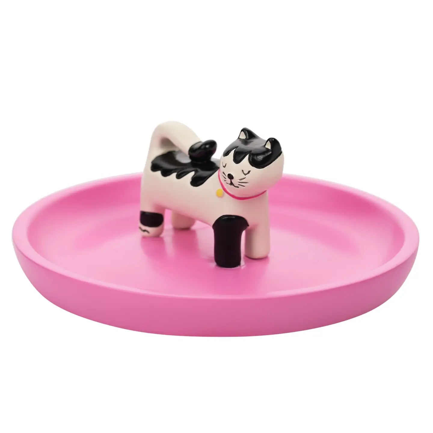 WIDDOP Schmuckschale Kitty – Seitenansicht, rosa Katzenschale für Ringe und Ohrringe, 9 × 4 cm
